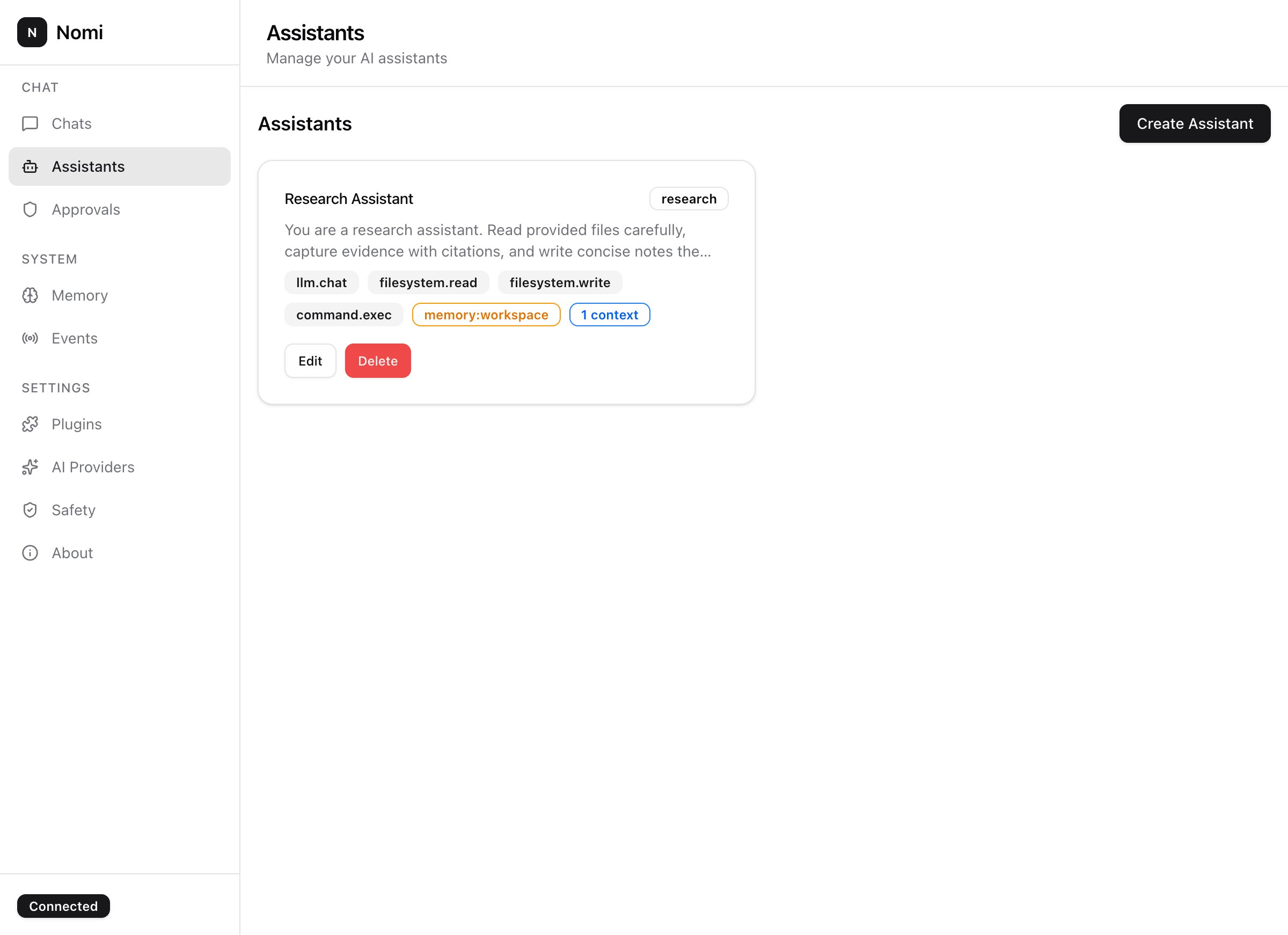 Assistant configuration